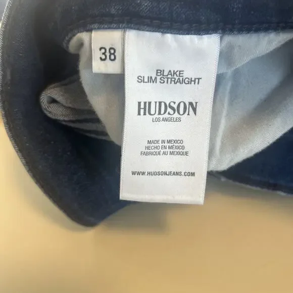 NEW Hudson Blake Slim Straight Jeans Men's 38 Deep Blue Wash
